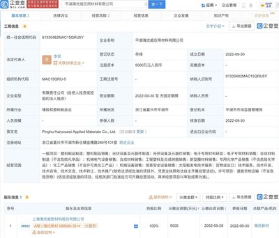 海優(yōu)新材戰(zhàn)略布局再深化 投資5000萬元成立新型膜材料應(yīng)用子公司，發(fā)力銷售新增長(zhǎng)極
